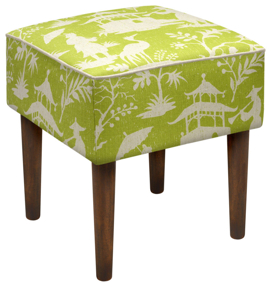 Chinoiserie Modern Vanity Stool, Chartreuse Green