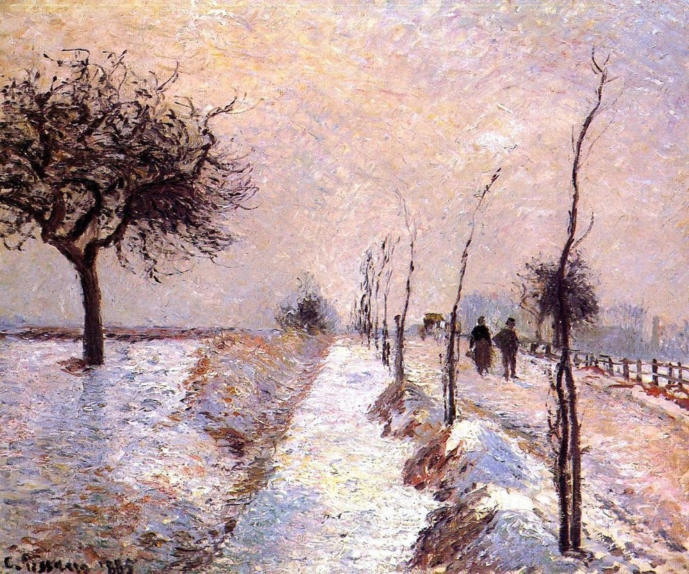 Camille Pissarro Road at Eragny: Winter, 20"x25" Wall Decal Print