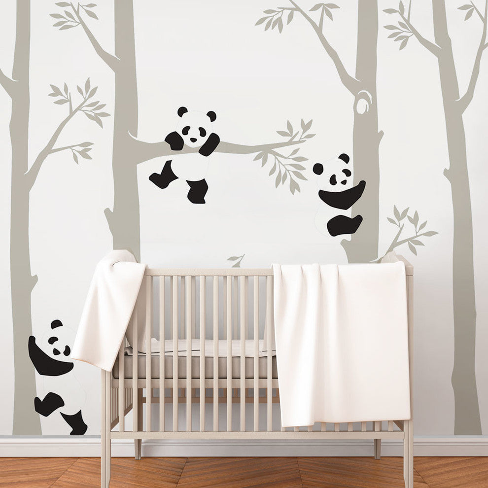Trees With Pandas Wall Decal, Scheme C, 96" Tall Trees