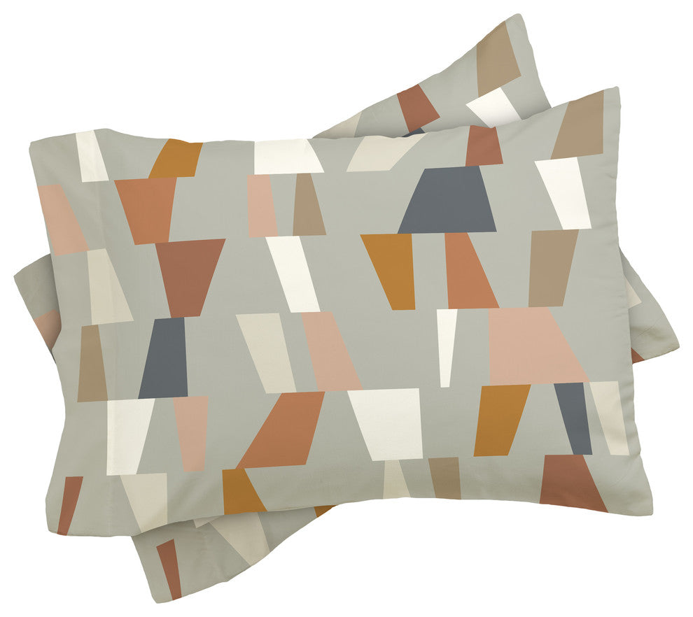 The Old Art Studio Neutral Geometric 01 Duvet Cover Set, Twin XL