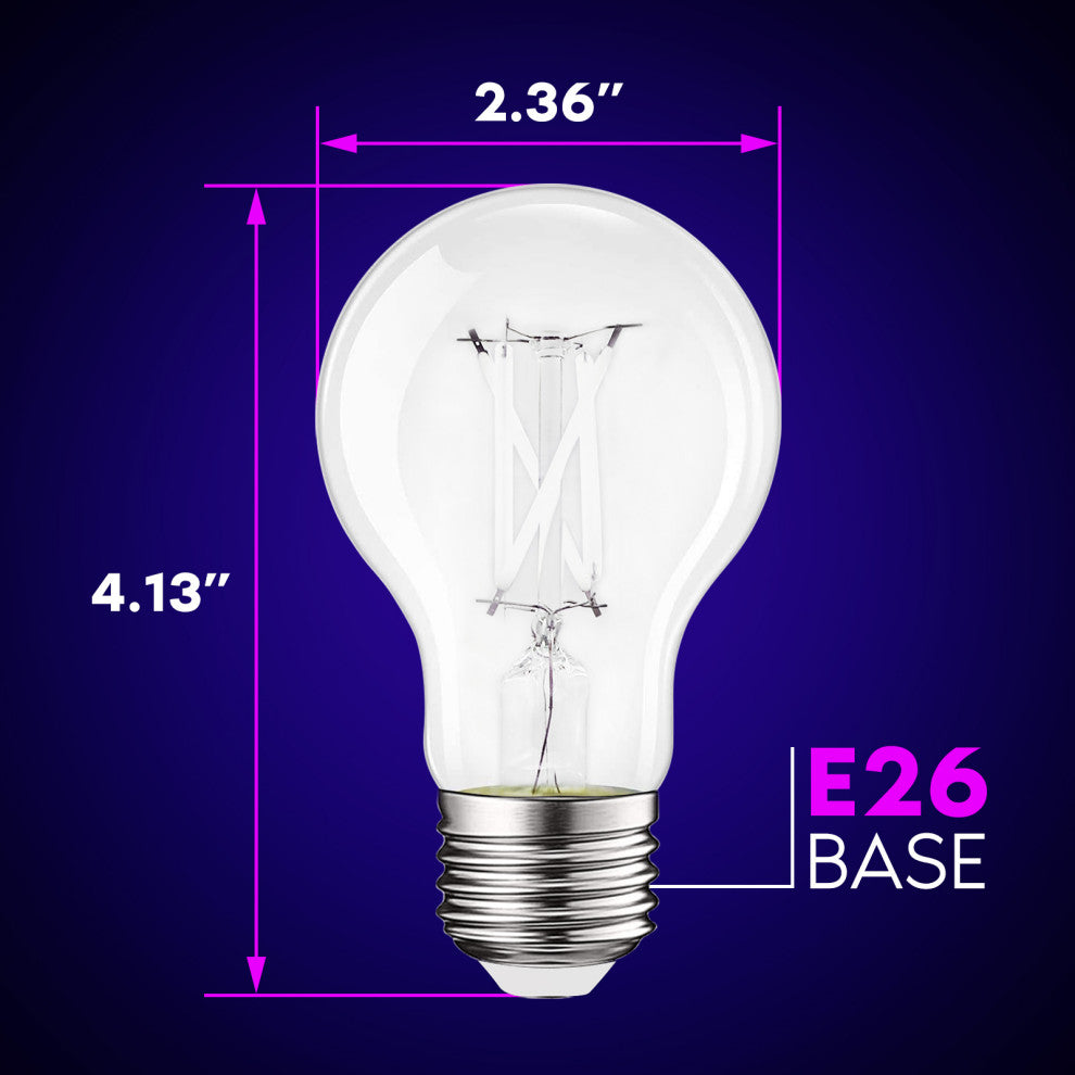 Luxrite A19 UV LED Black Light Bulb Enclosed Fixture Rated E26 6-Pack