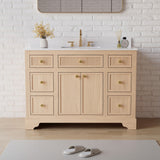 Solid Wood Bathroom Vanity with Carrara White Quartz Top, CUPC-certified Sink, 48"