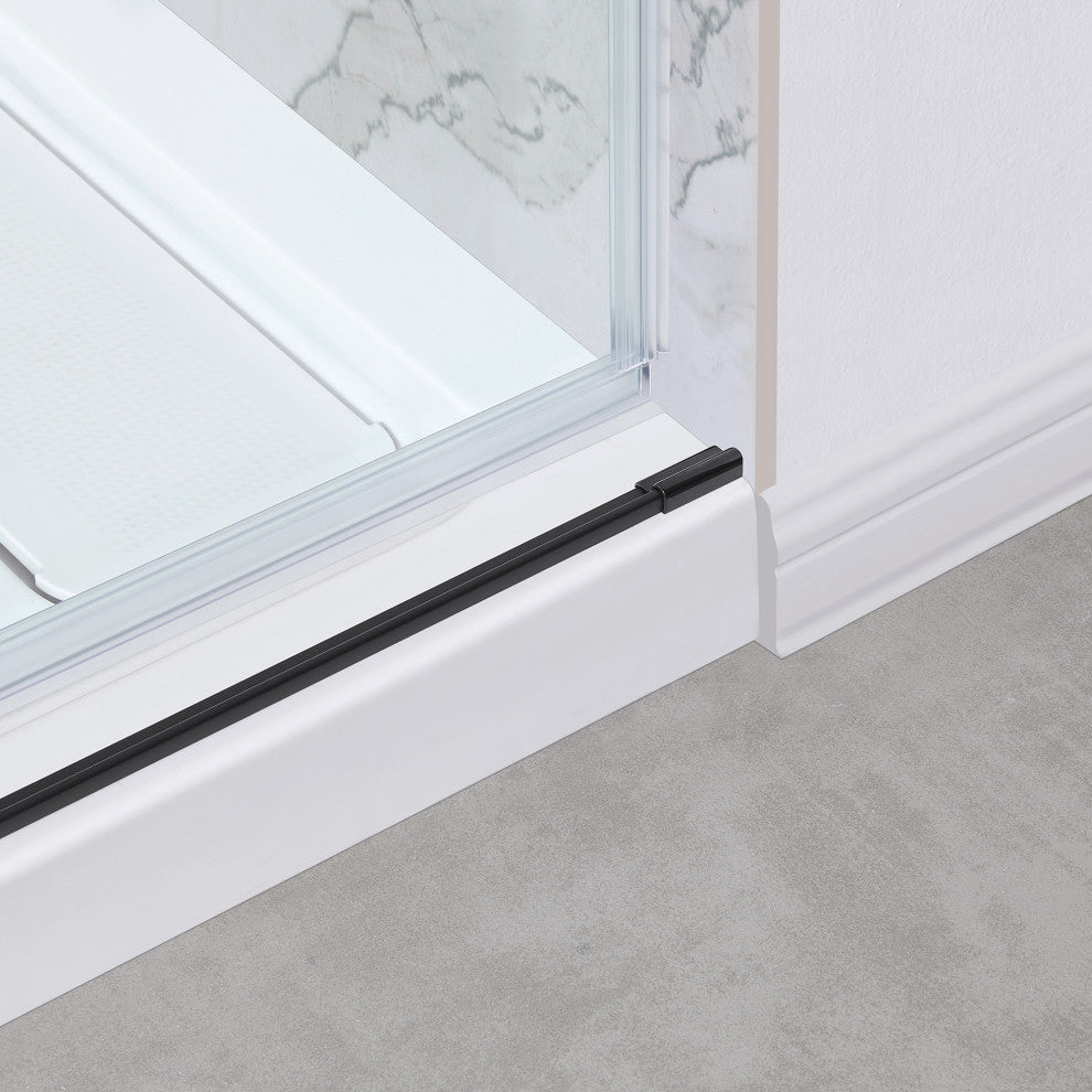 Bel Soft-Close Frameless Sliding Soft Close Shower Door, Matte Black, 48"