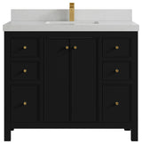 Chicago 42" Single Sink Bathroom Vanity, Black 2" Carrara Quartz