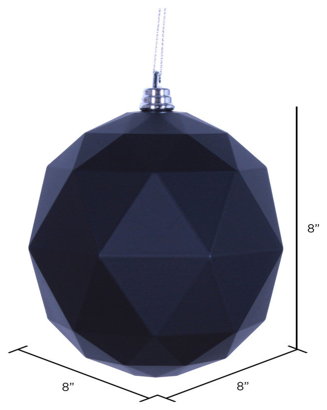 Vickerman M177517Dm 8" Black Matte Geometric Ball Ornament