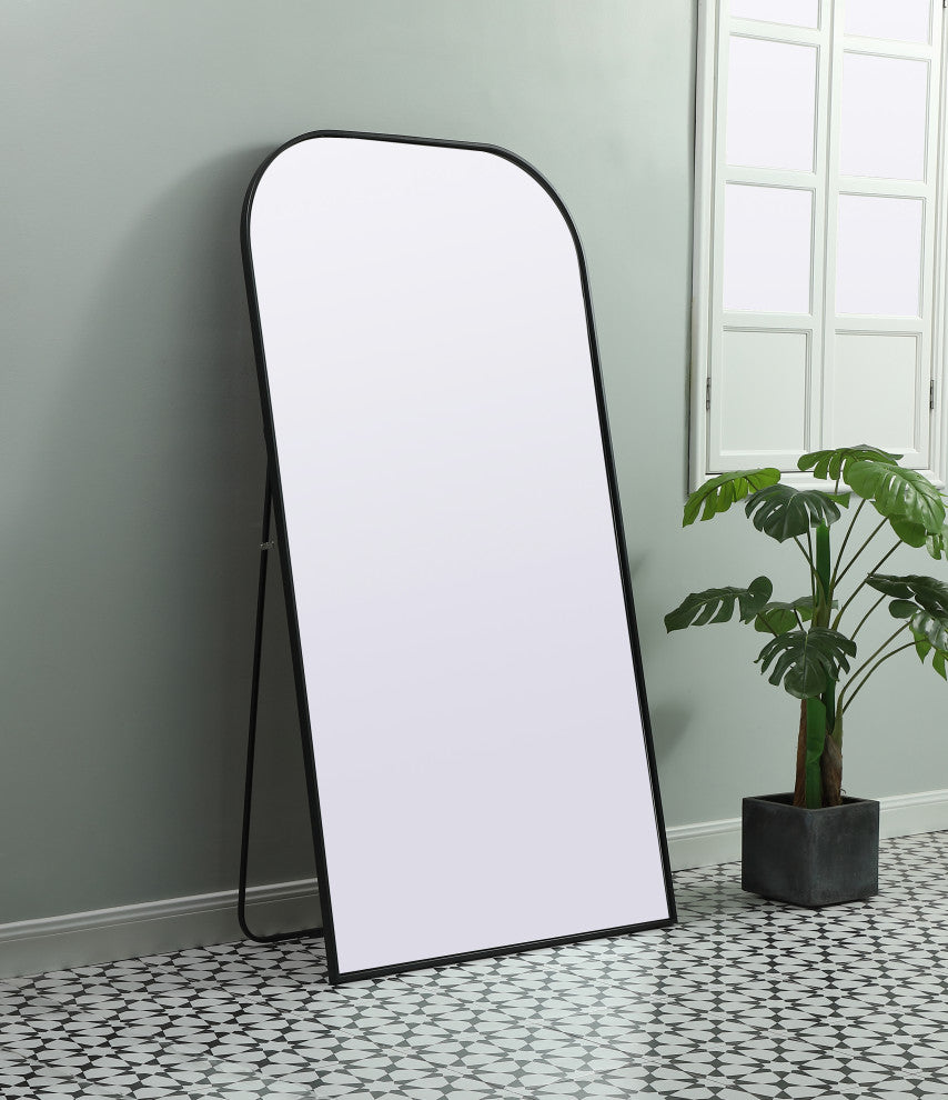 Metal Frame Arch Full Length Mirror 35X66 Inch, Black