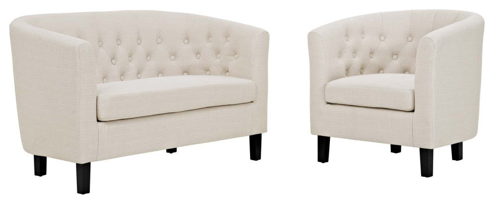 Prospect 2 Piece Upholstered Fabric Loveseat And Armchair Set