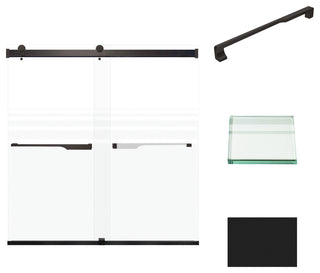 Transolid Brianna 60" W x 62" H Frameless Sliding Shower Door, Matte Black