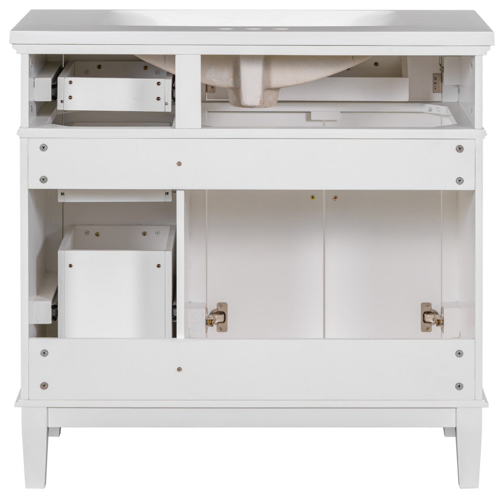 36 Inch Bathroom Vanity with Resin Sink, White