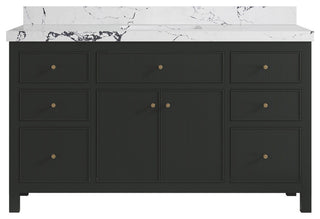 Sonoma 60" Single Sink Bath Vanity in Black Top, 2" Viola Night