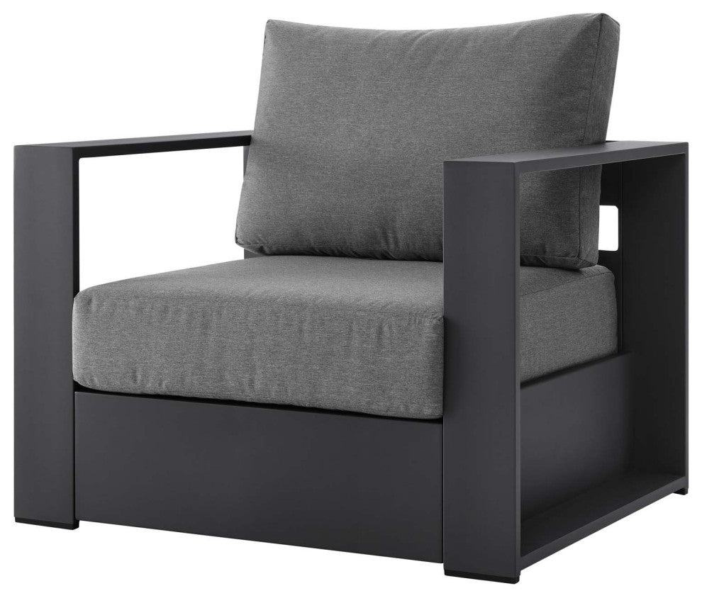 Lounge Sectional Sofa Chair Table Set, Gray, Aluminum, Modern, Outdoor
