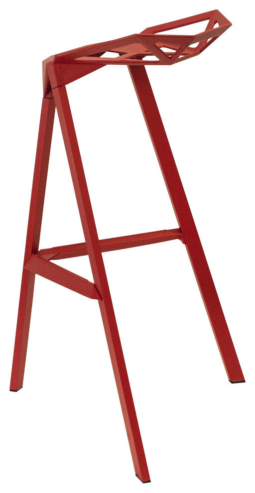 Mod Made Geometric Aluminum Modern Barstool, Set of 2, Red