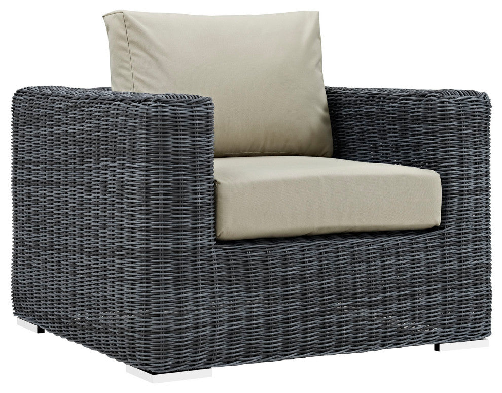 Canvas Antique Beige Summon 3-Piece Outdoor Patio Sunbrella Sectional Set