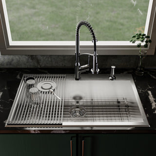 Karran Fusion Top Mount 33-in x 22-in Stainless Steel Single Bowl Kitchen Sink