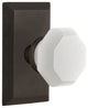 Studio Plate Privacy Waldorf White Milk Glass Knob, Oil-Rubbed Bronze