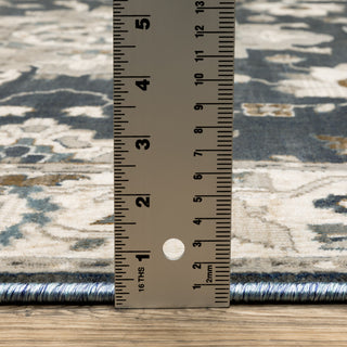 Emilia Bordered Traditional Blue/ Beige Area Rug 9'10" x 12'10"