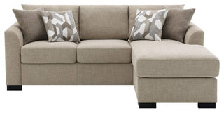 Upholstered Sleeper Sectional Sofa With 4 Pillows, Camel