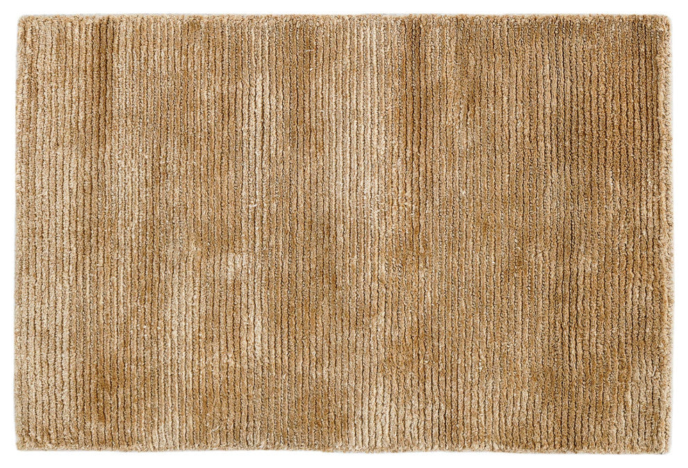 Hue Solid Hand Made Indoor Area Rug, 6'x9', Wheat