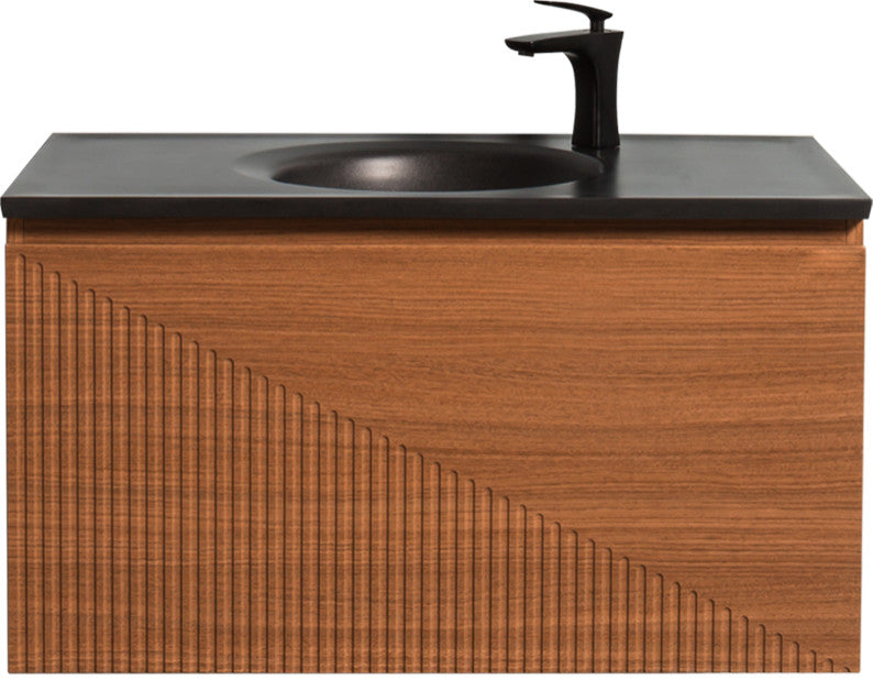 Simon  Wall Mount Vanity With Integrated black Sink, 36"