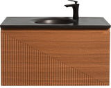 Simon  Wall Mount Vanity With Integrated black Sink, 36"