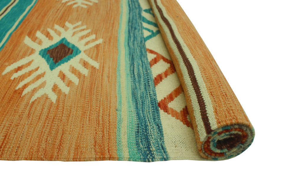 Winchester Kilim Chaimae Orange/Blue Rug, 3'10x6'9
