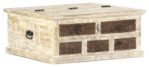 vidaXL Coffee Table White Solid mango wood 26.8 in Coffee Table Square