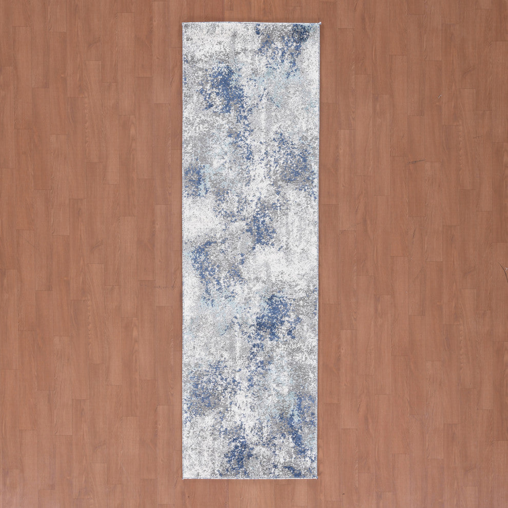 Yasmin Deva Runner, Blue, 2'6" x 8', Abstract