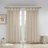 Madison Park Rosette Floral Embellished Cuff Tab Top Solid Curtain Panel
