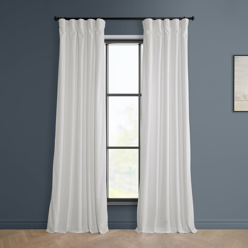 Heritage Plush Velvet Curtain Single Panel, Pillow White, 50"x120"