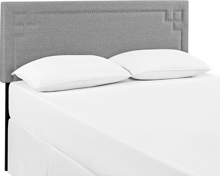 Josie Queen Upholstered Fabric Headboard, Light Gray
