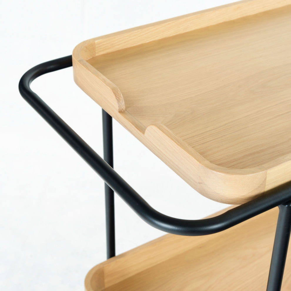 Safavieh Couture Malek Wood 2 Shelf Bar Cart, Natural/Black