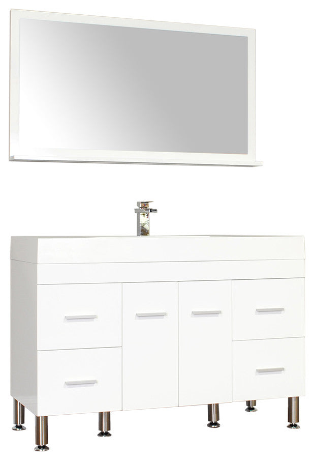 The Modern 47 Inch Single Modern Bathroom Vanity In White Without Mirror
