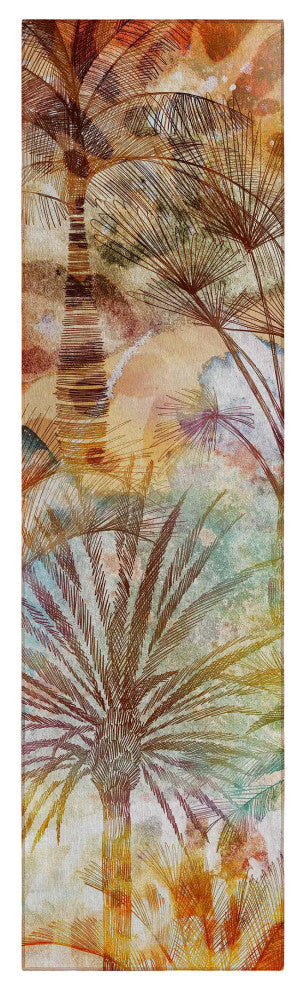 Indoor/Outdoor Tropics TC15 Salmon Machine Washable 2'3" x 7'6" Runner Rug