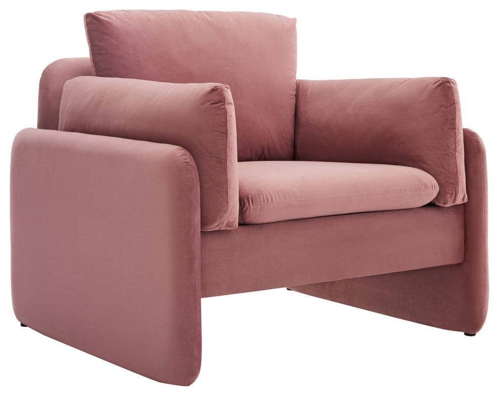 Indicate Performance Velvet Armchair Dusty Rose