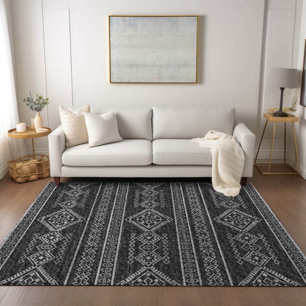 Indoor/Outdoor Sedona SN14 Midnight Machine Washable 3' x 5' Rug