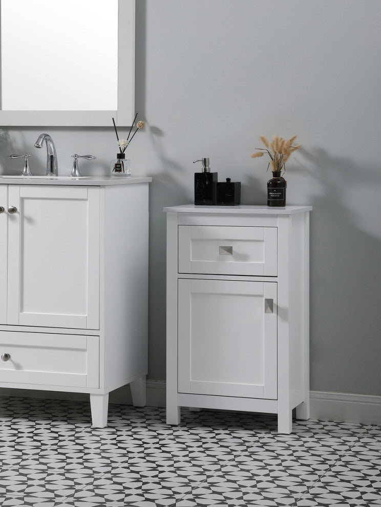 18" Wide Bathroom Storage Freedstanding Cabinet, White