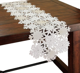 Shimmer Snowflake Embroidered Collection Cutwork Table Runner, 15"x54"