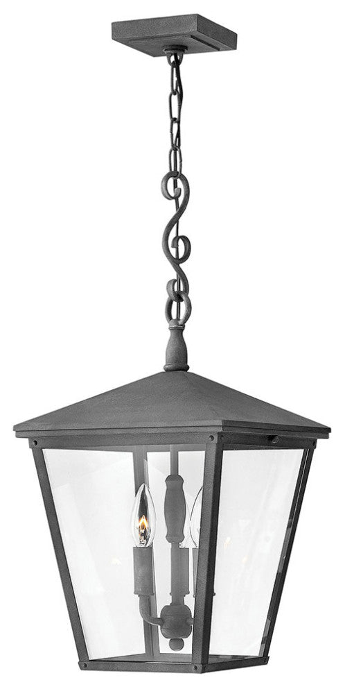 Hinkley Trellis Large Hanging Lantern, Aged Zinc