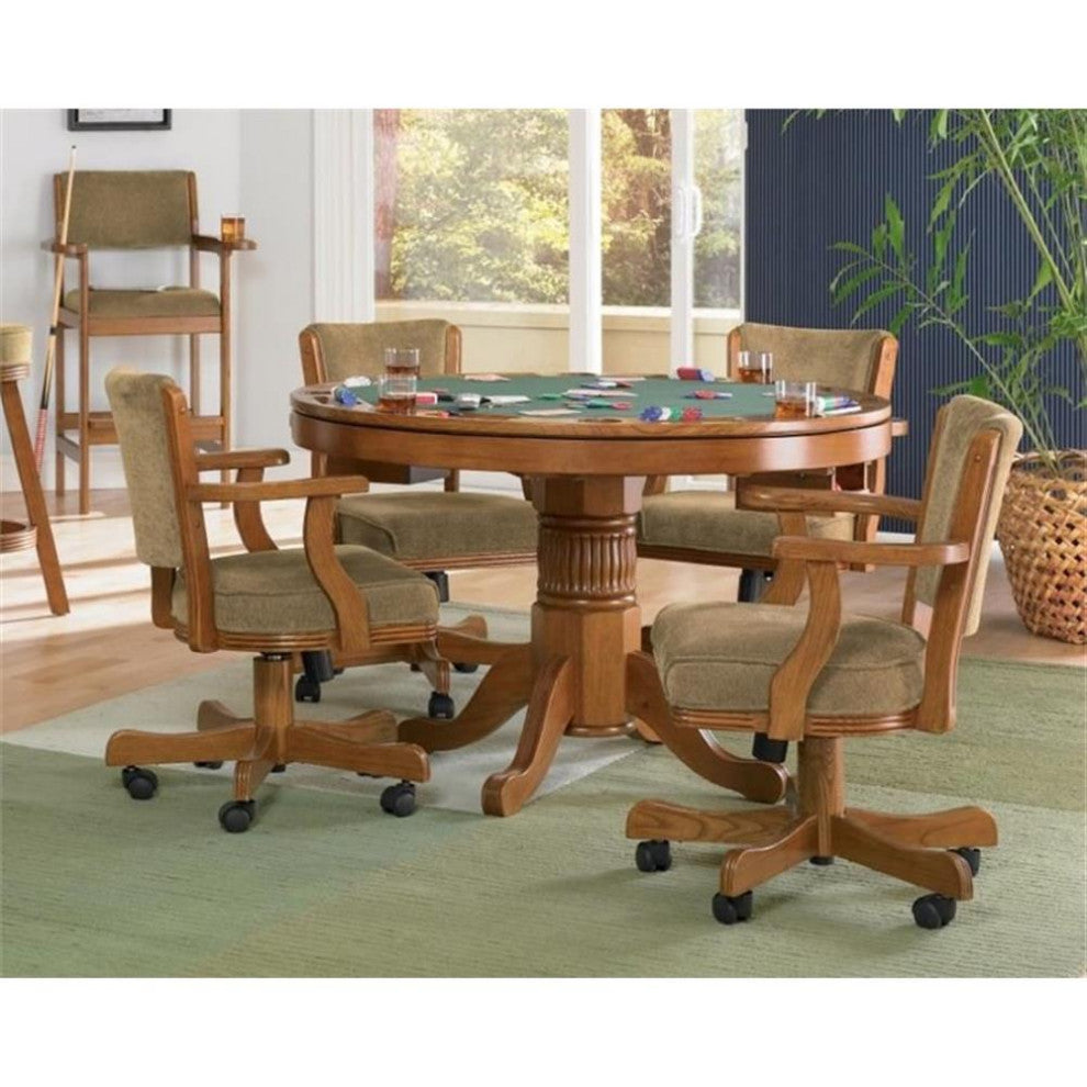 Coaster Mitchell 5-piece Wood Game Table Set Amber and Brown