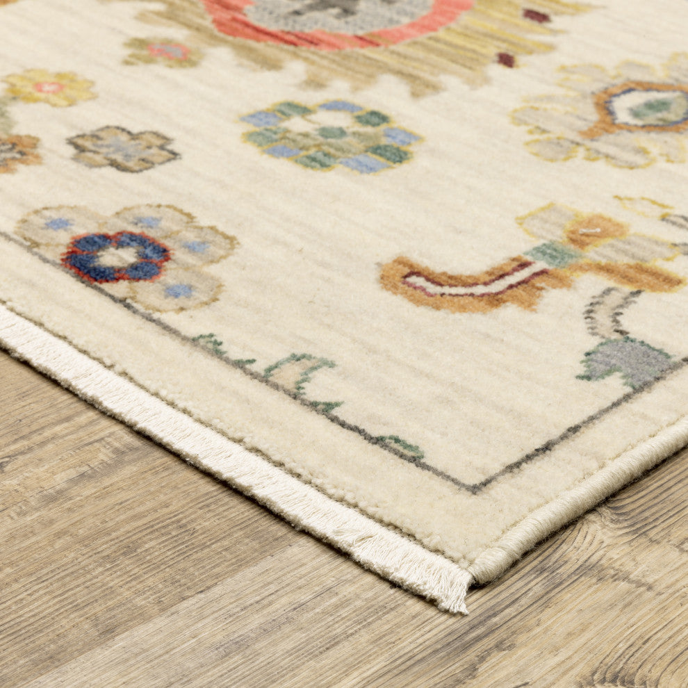 Leoness Floral Fun Indoor Area Rug, Ivory, 2' x 6'