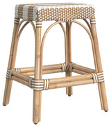 Robias Rectangular Rattan 24.5" Counter Stool, Beige Stripe