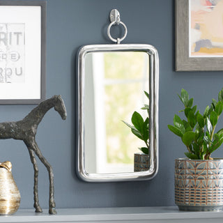 Gareth Modern Handcrafted Rectangular Aluminum Wall Mirror, Silver