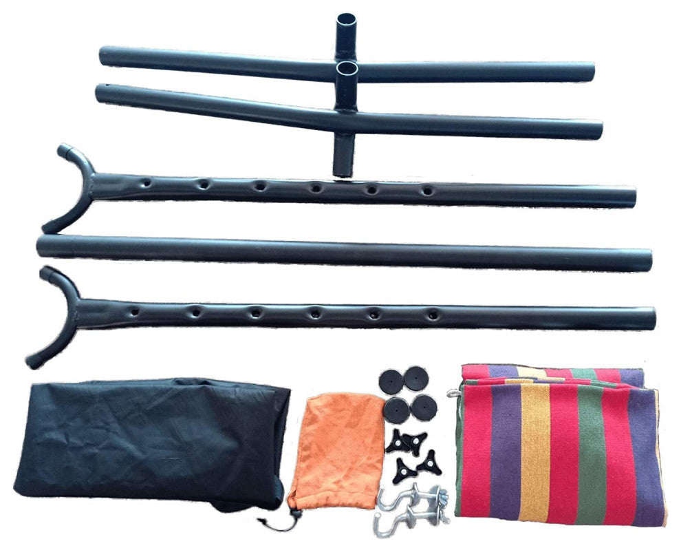 HomeRoots Regatta Stripe Classic 2 Person Hammock With Stand