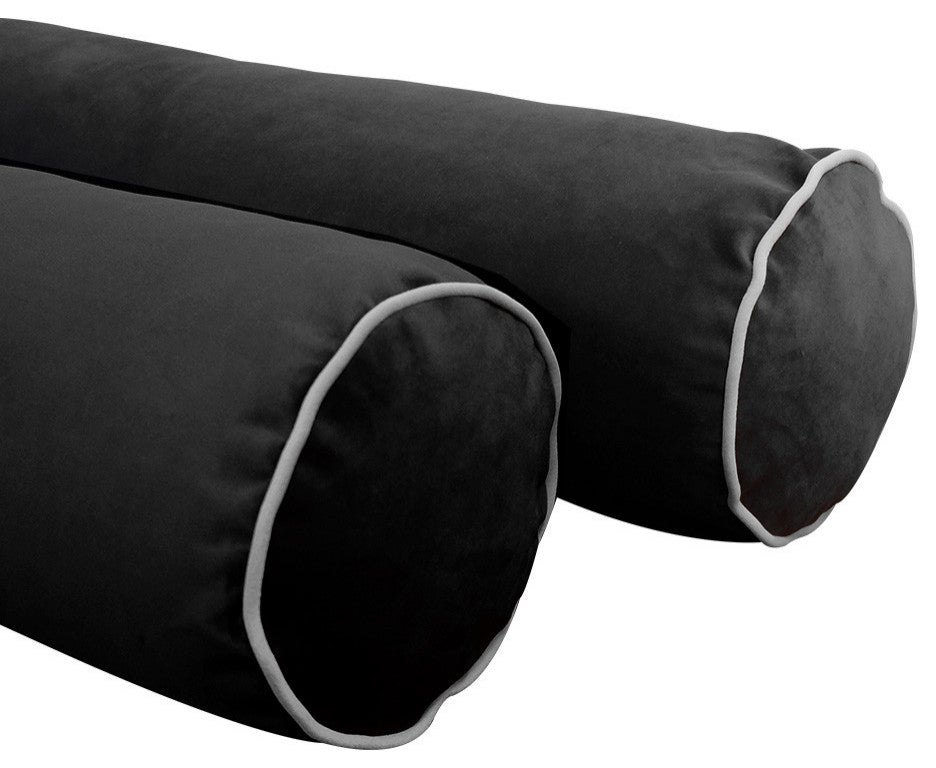 STYLE V6 Full Velvet ContrastPipe Indoor Daybed Bolster Pillow |COVER ONLY|AD350
