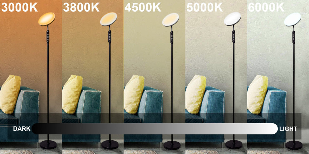 LED Torchiere Super Bright 70" Floor Lamp (5 Color Settings) 2,100 Lumens,Dimmab