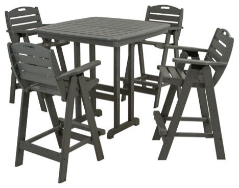 Polywood Nautical 5-Piece Bar Set, Slate Gray