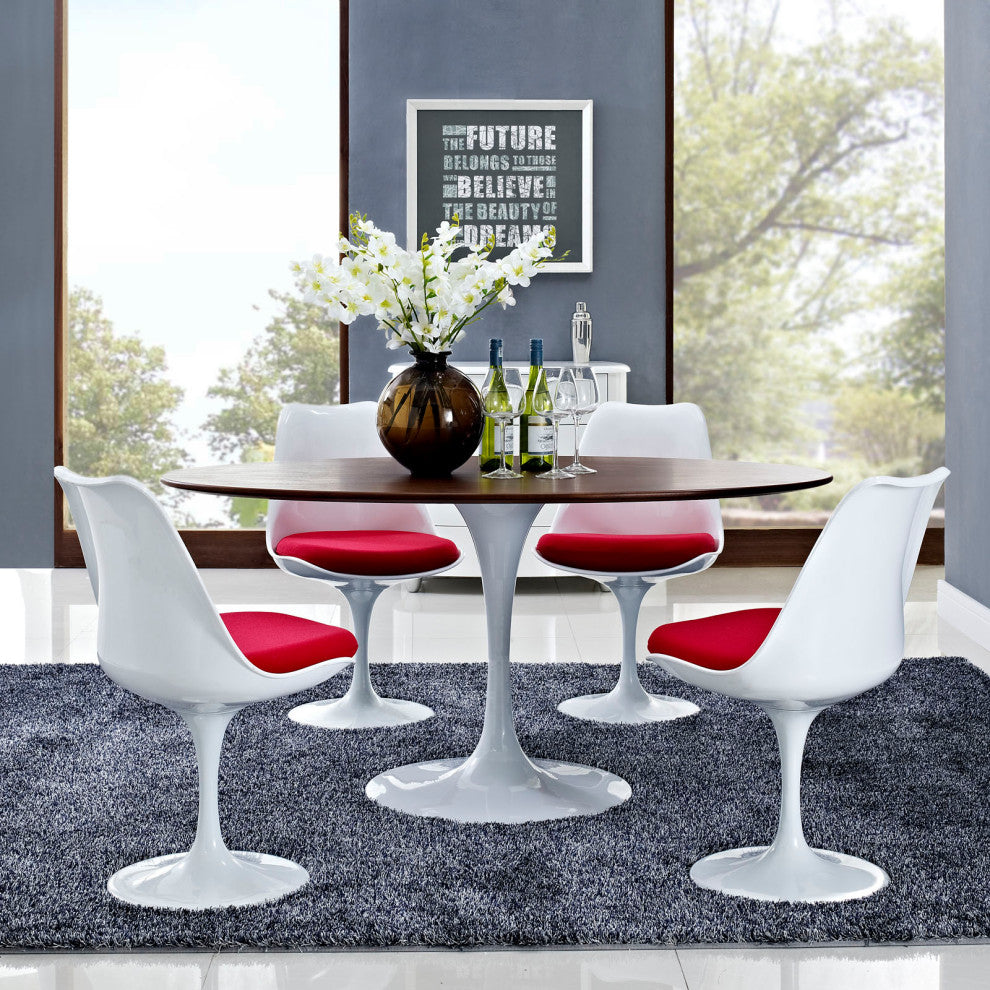 Modern Walnut Tulip 60" Oval Walnut Dining Table