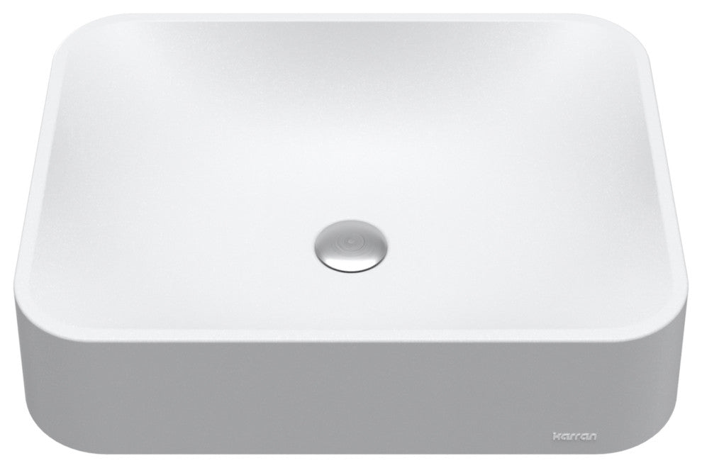 Karran Sea Crest SQS200 Quartz 22" Bathroom Vessel Sink, White