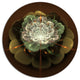 White Fractal Flower On Brown, Flower Round Metal Wall Art, 11"