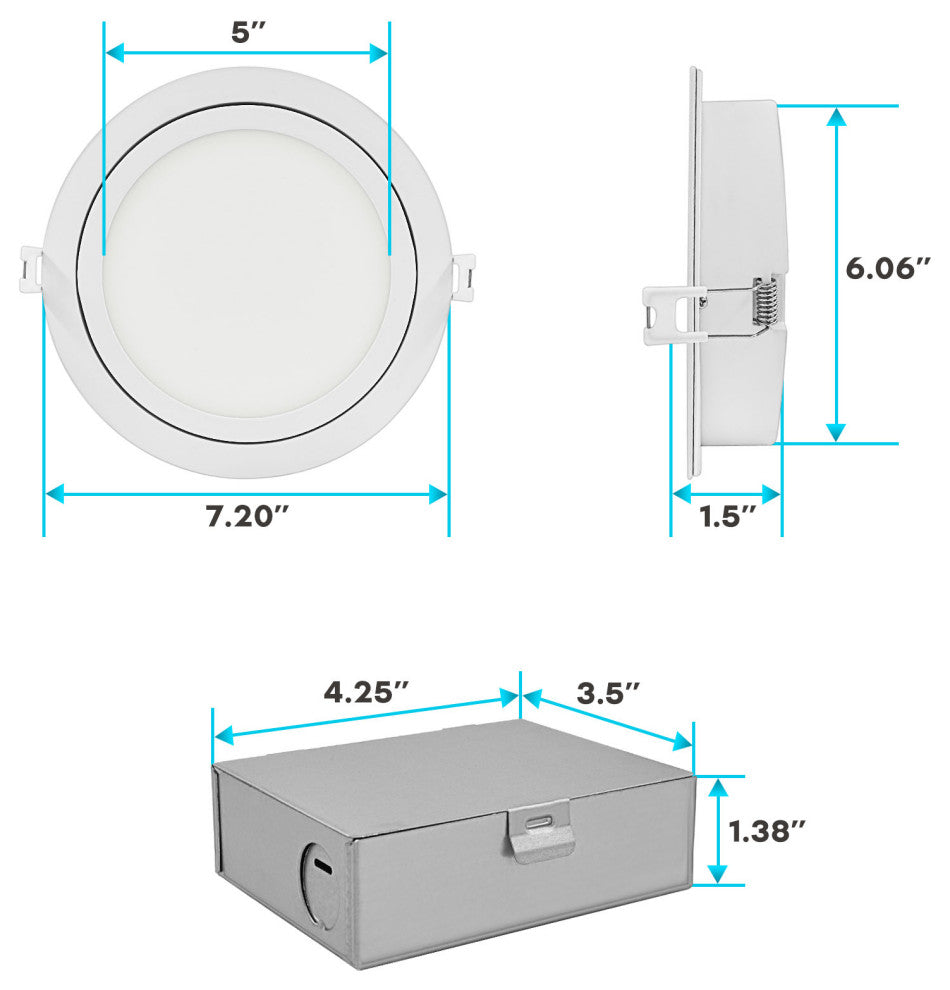 Luxrite 6" Gimbal LED Recessed Light 5 CCT 15W 1400LM Dimmable